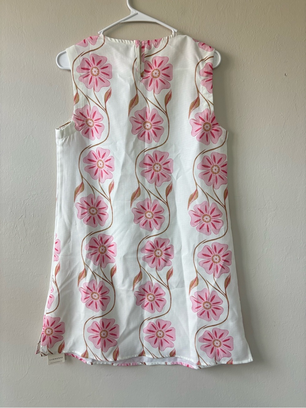 Commense White A-Line Dress with Pink Floral Print - Picture 2 of 6